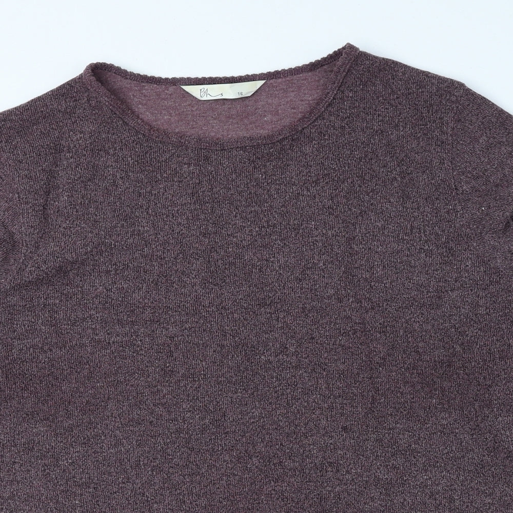 BHS Womens Purple Round Neck Polyester Pullover Jumper Size 16