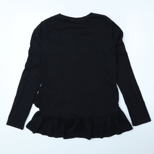 Very Girls Black 100% Cotton Basic Blouse Size 14 Years Round Neck Pullover - never enough sparkle