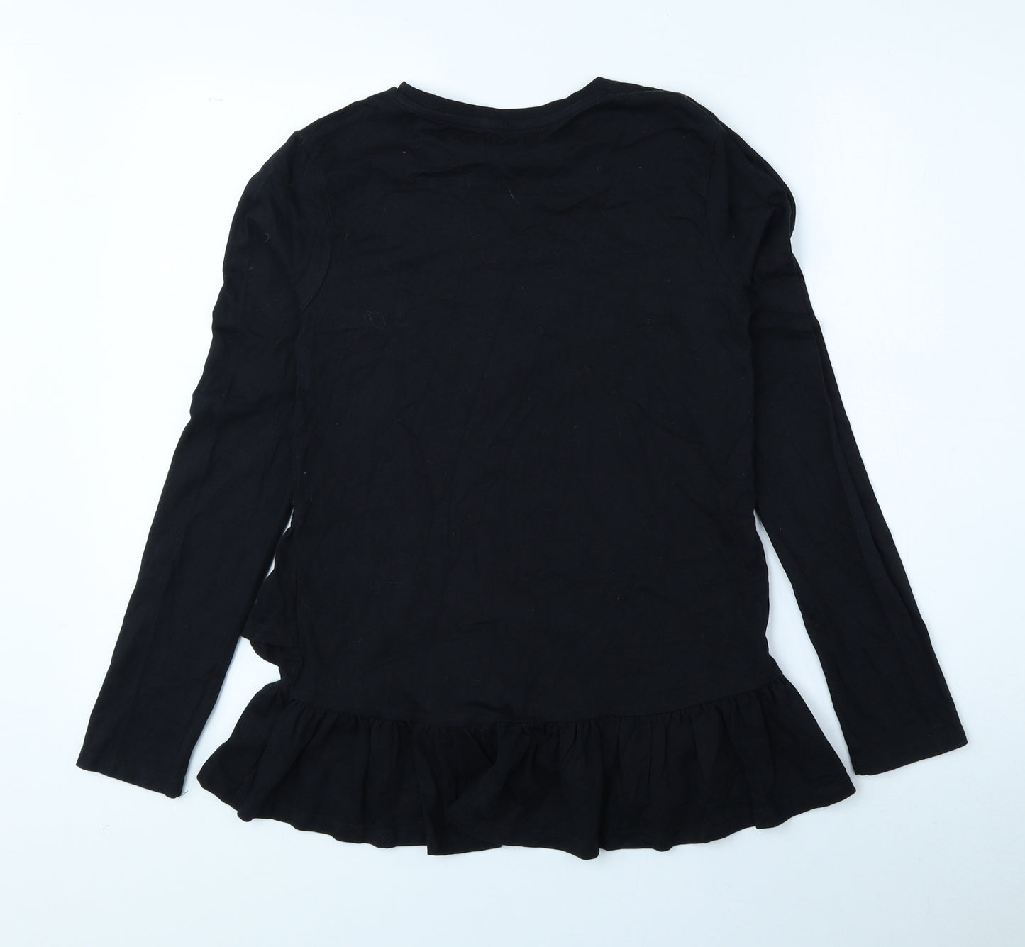 Very Girls Black 100% Cotton Basic Blouse Size 14 Years Round Neck Pullover - never enough sparkle