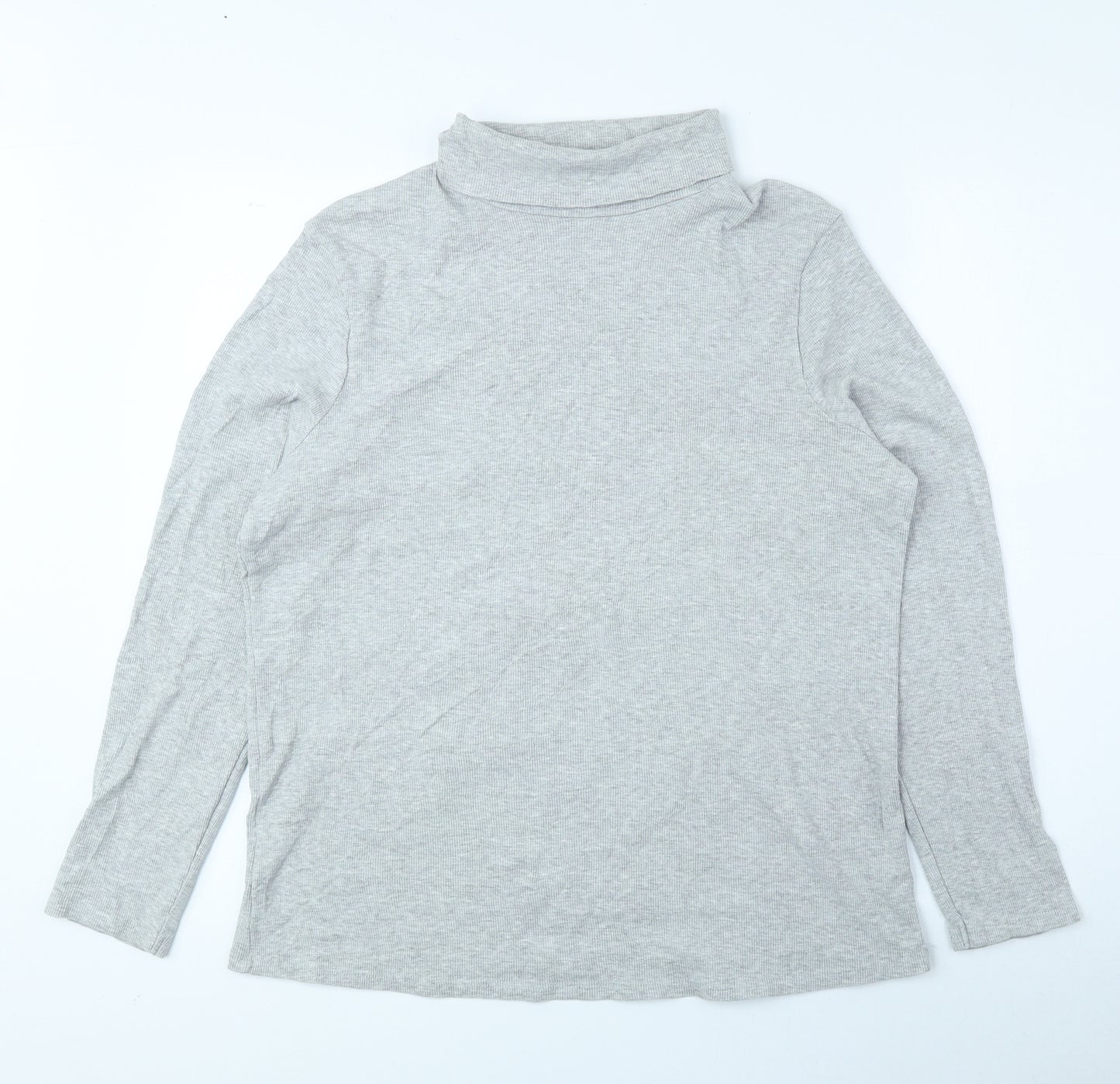 George Womens Grey Roll Neck Cotton Pullover Jumper Size 18 - Ribbed
