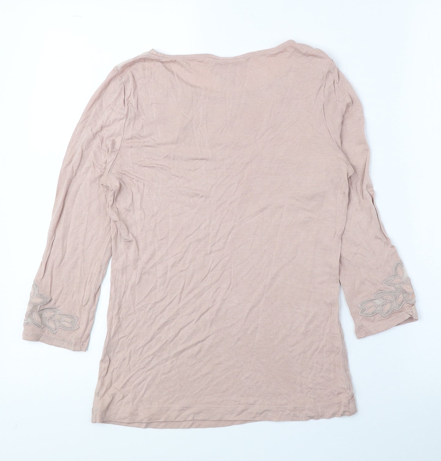 H&M Womens Pink Polyester Basic Blouse Size S Round Neck