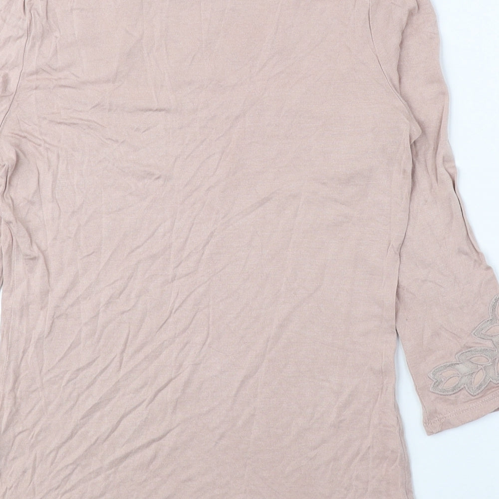 H&M Womens Pink Polyester Basic Blouse Size S Round Neck