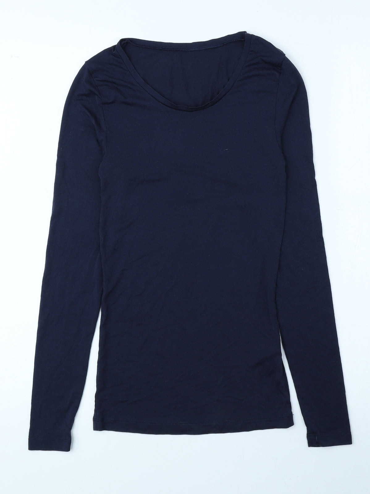 Heatgen Womens Blue Acrylic Basic Blouse Size 8 Round Neck