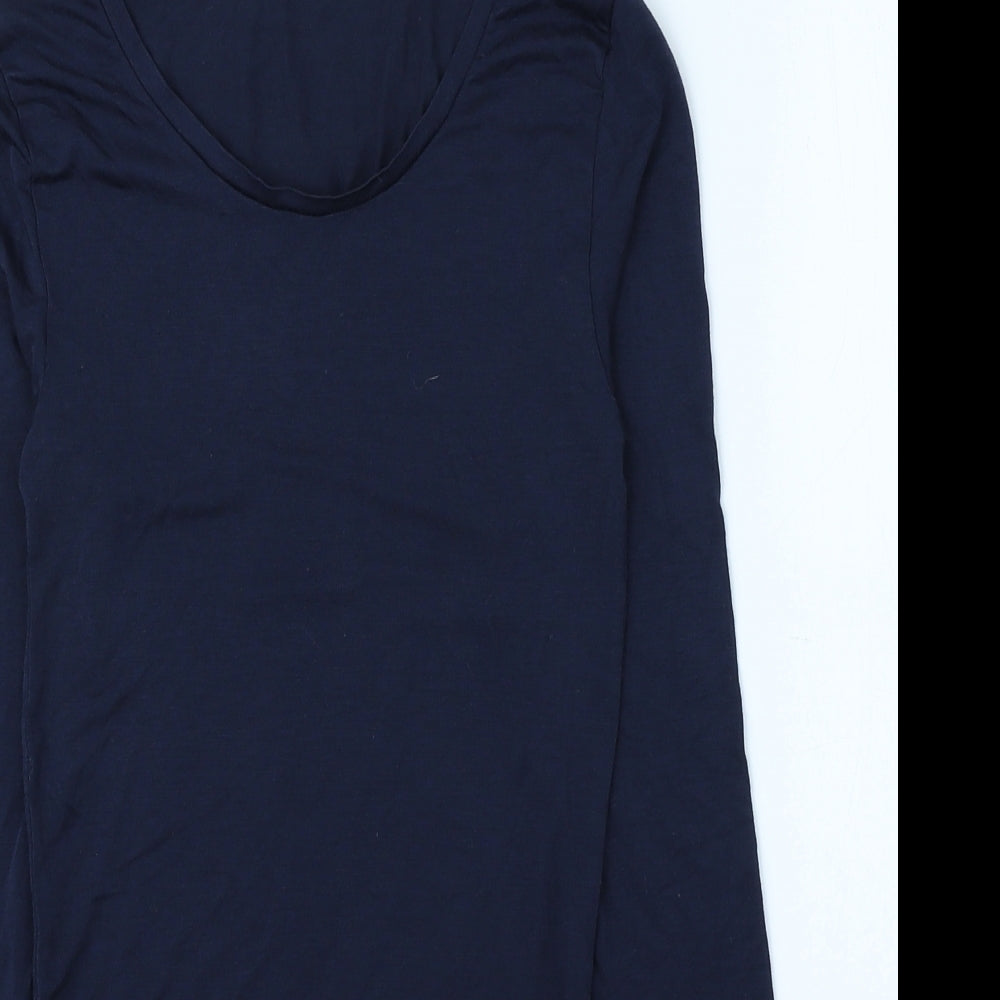 Heatgen Womens Blue Acrylic Basic Blouse Size 8 Round Neck