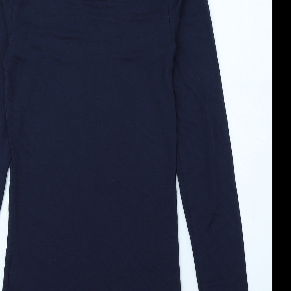 Heatgen Womens Blue Acrylic Basic Blouse Size 8 Round Neck