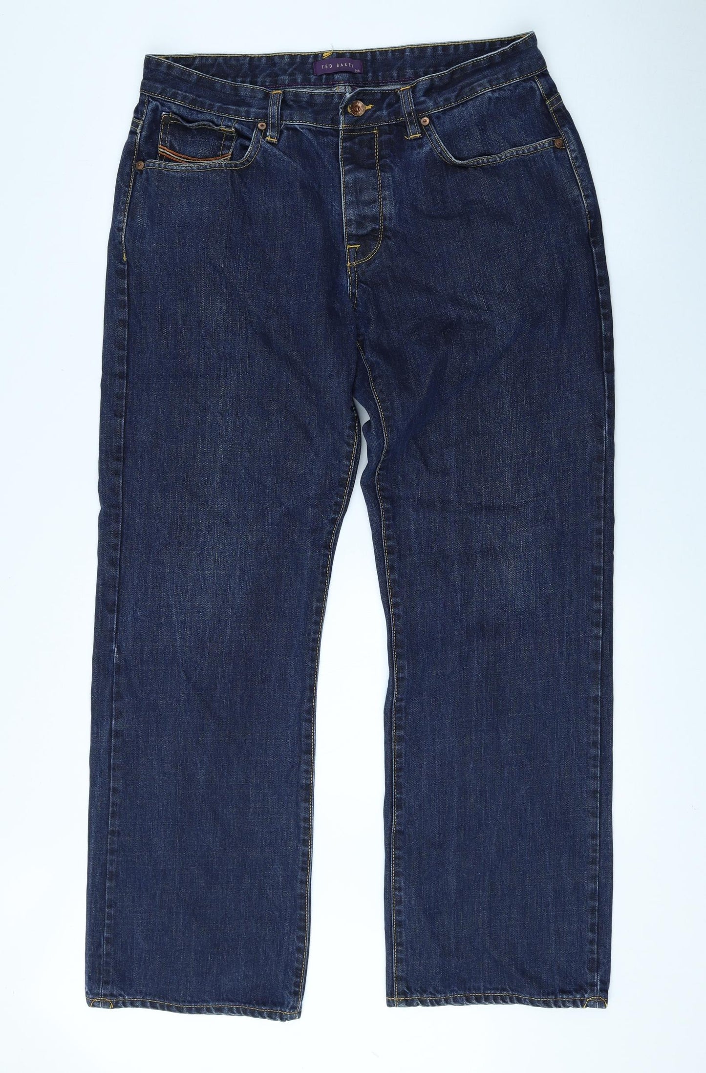Ted Baker Womens Blue 100% Cotton Straight Jeans Size 34 in L29.5 in Regular Zip