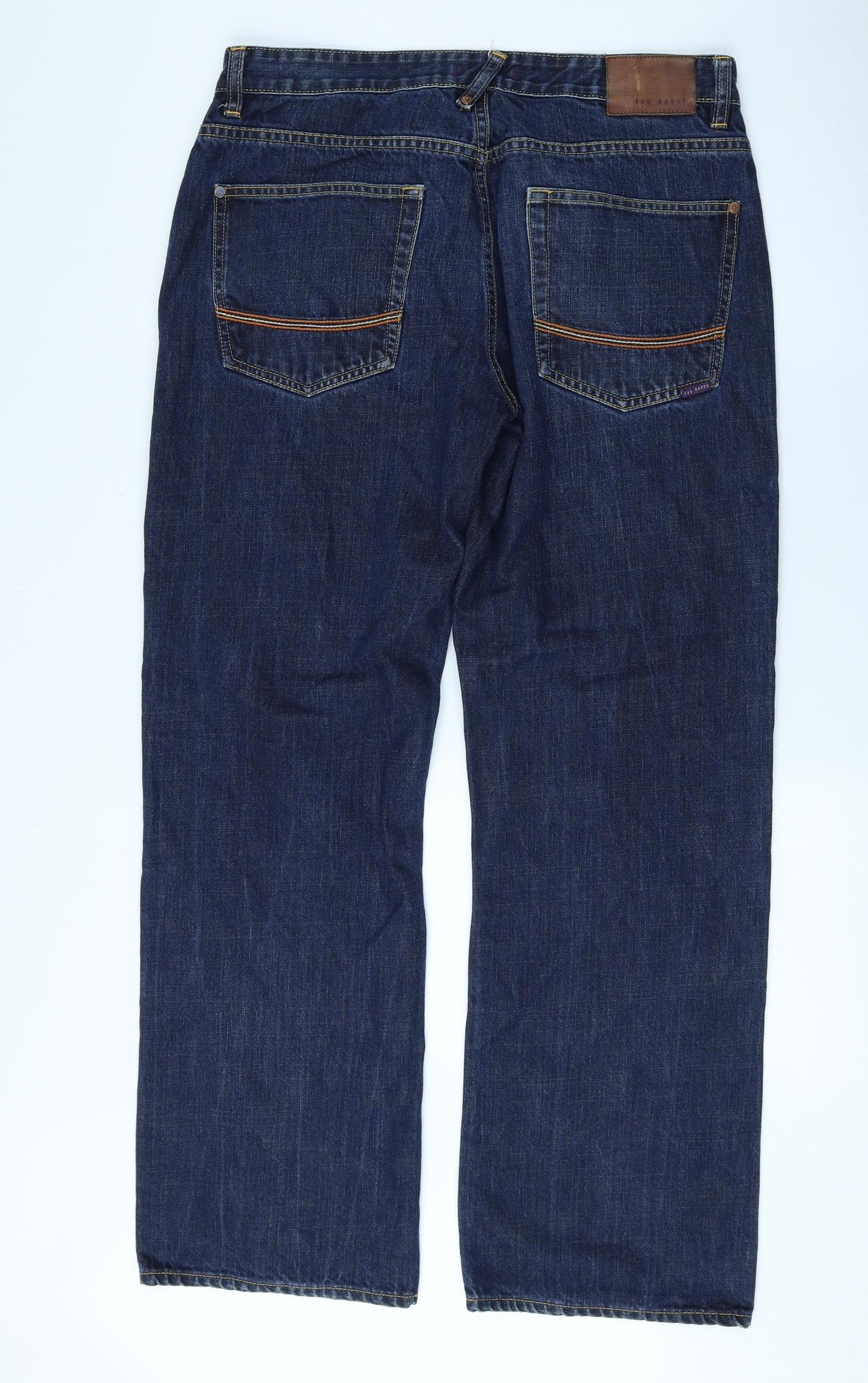 Ted Baker Womens Blue 100% Cotton Straight Jeans Size 34 in L29.5 in Regular Zip