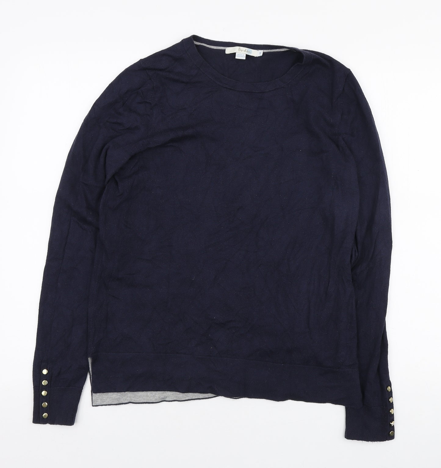 Boden Womens Blue Round Neck Cotton Pullover Jumper Size M