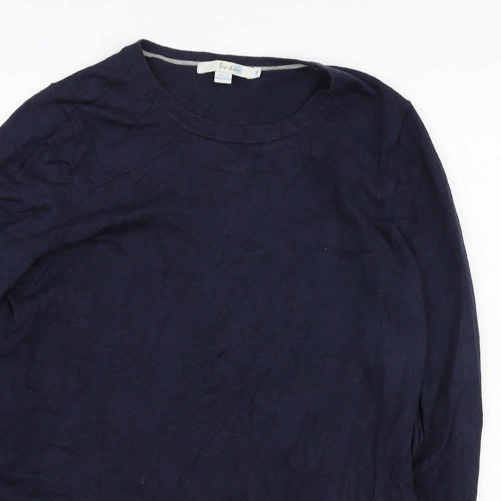 Boden Womens Blue Round Neck Cotton Pullover Jumper Size M