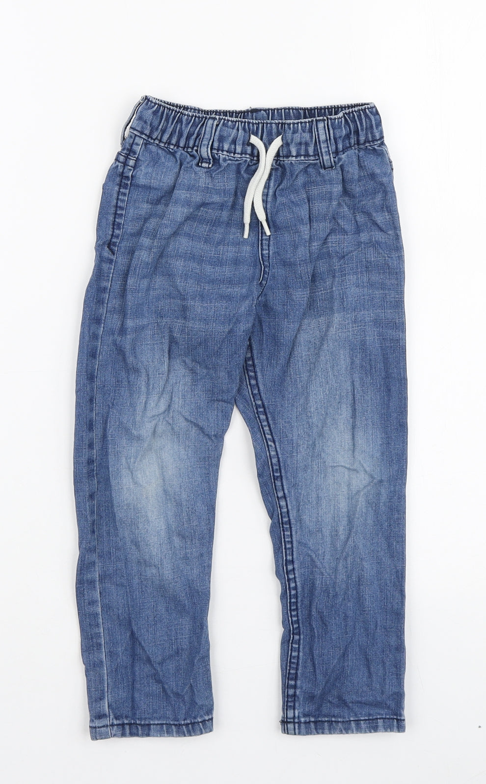 H&M Boys Blue Cotton Straight Jeans Size 3-4 Years Regular Drawstring