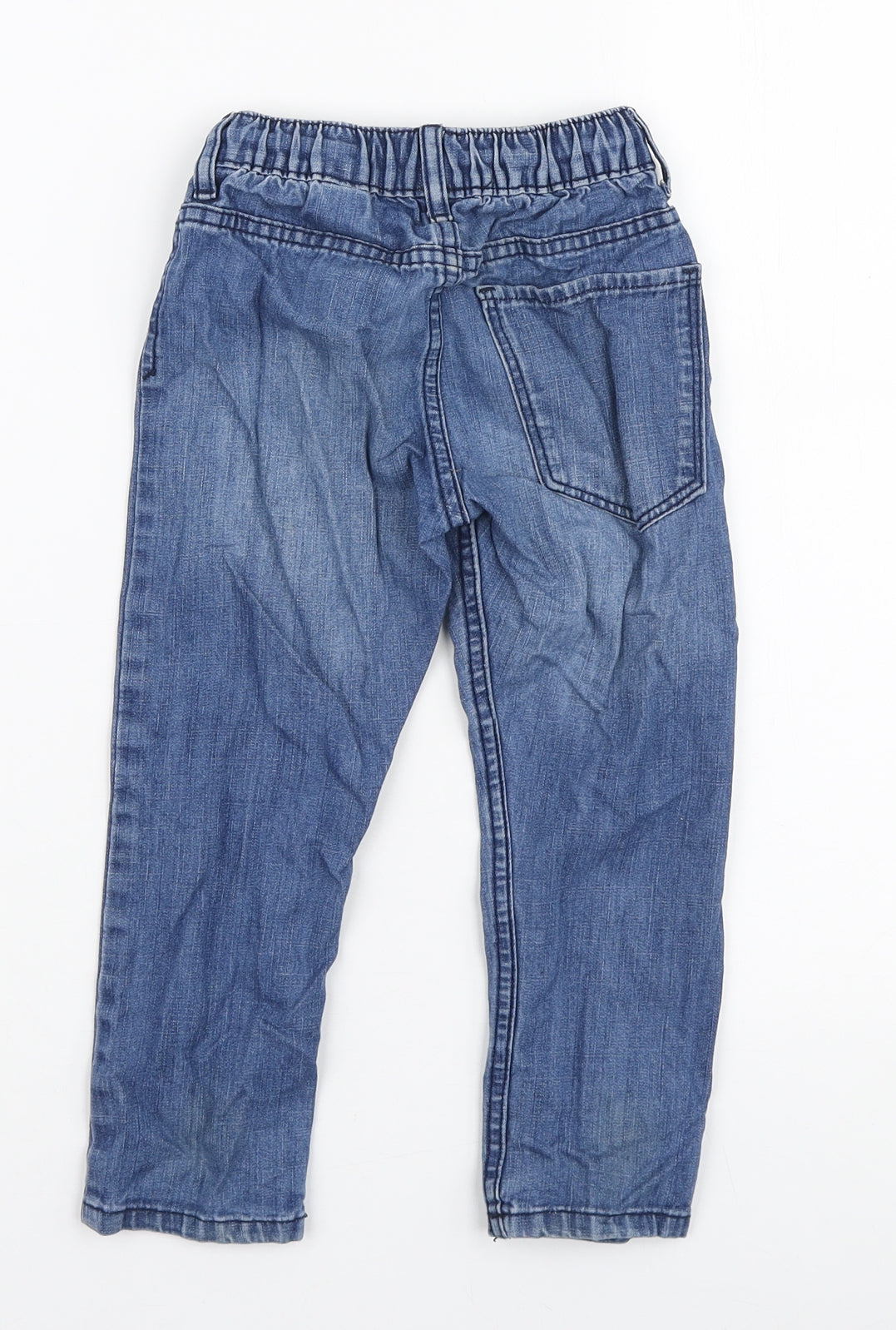 H&M Boys Blue Cotton Straight Jeans Size 3-4 Years Regular Drawstring