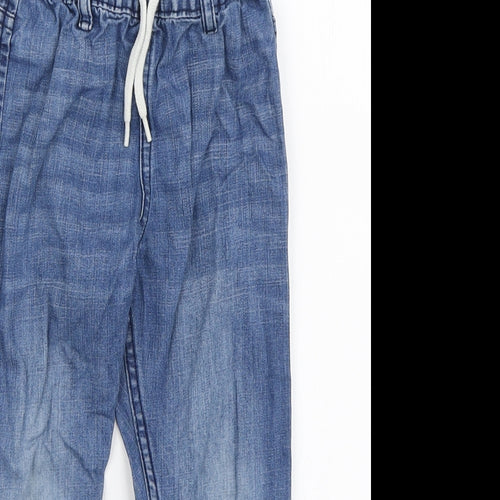 H&M Boys Blue Cotton Straight Jeans Size 3-4 Years Regular Drawstring