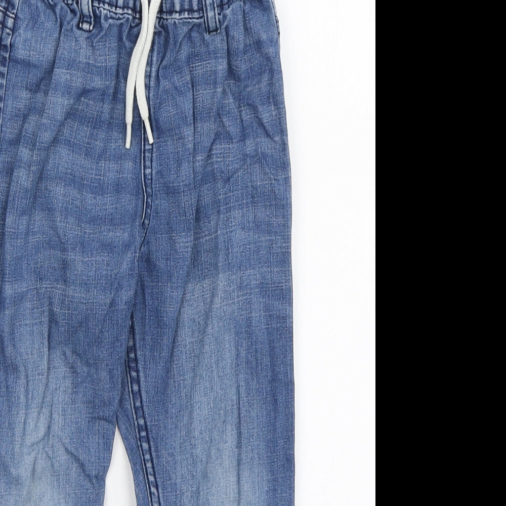 H&M Boys Blue Cotton Straight Jeans Size 3-4 Years Regular Drawstring