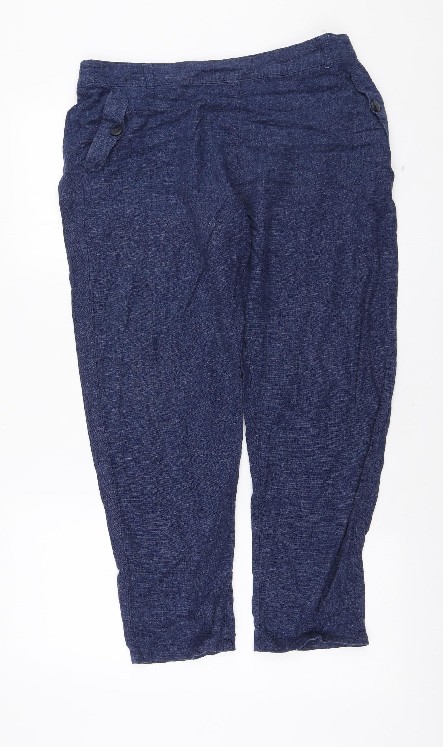 Nutmeg Womens Blue Polyester Capri Trousers Size 14 L25 in Regular