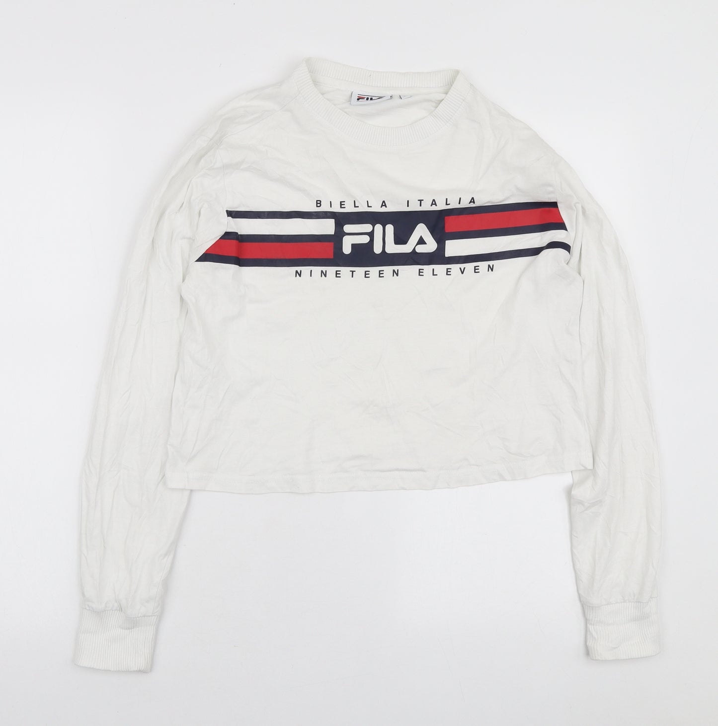 FILA Womens White Polyester Pullover Sweatshirt Size S Pullover