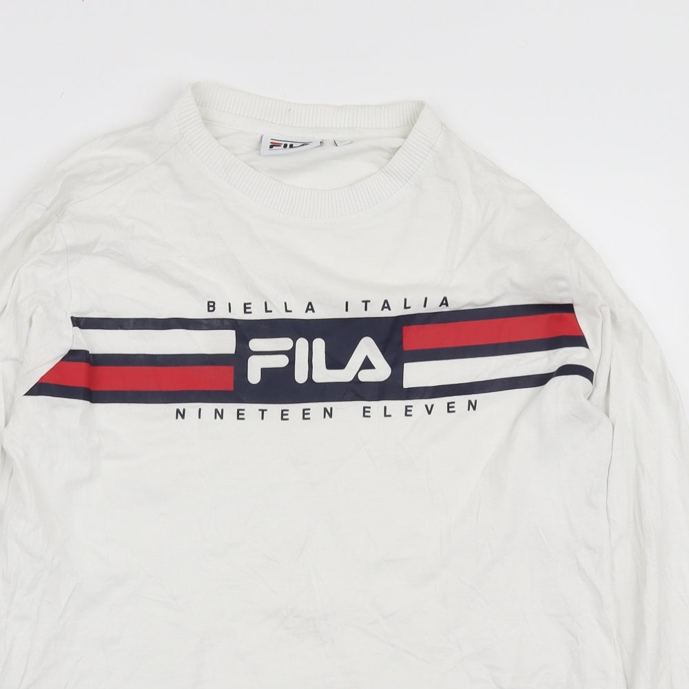 FILA Womens White Polyester Pullover Sweatshirt Size S Pullover