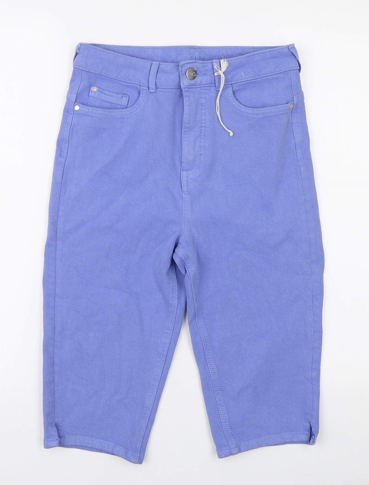 Marks and Spencer Womens Purple Cotton Bermuda Shorts Size 10 L14 in Regular Zip