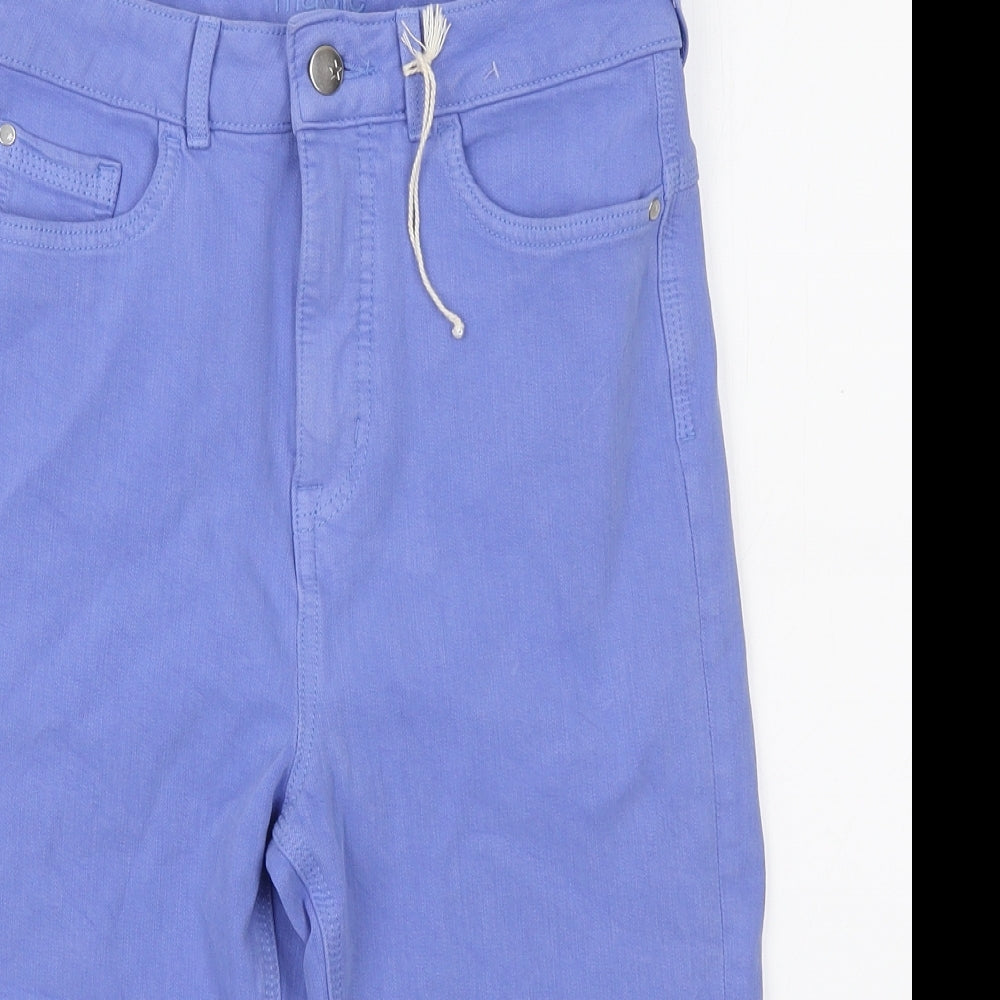 Marks and Spencer Womens Purple Cotton Bermuda Shorts Size 10 L14 in Regular Zip