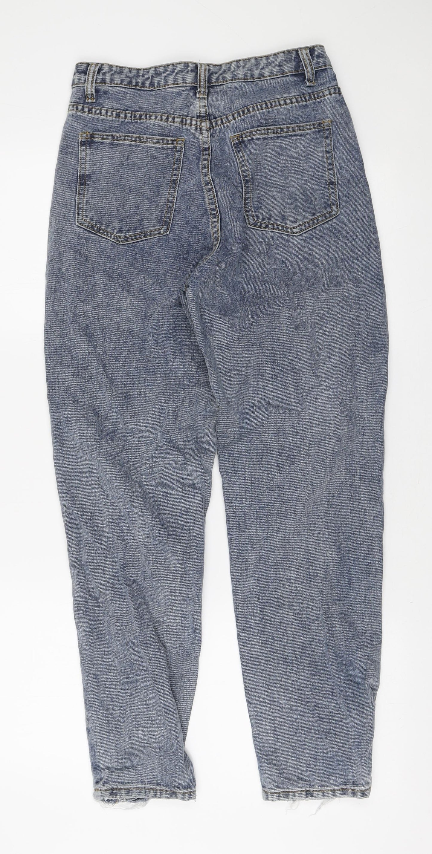 PRETTYLITTLETHING Womens Blue Polyester Boyfriend Jeans Size 8 L28 in Regular Zip
