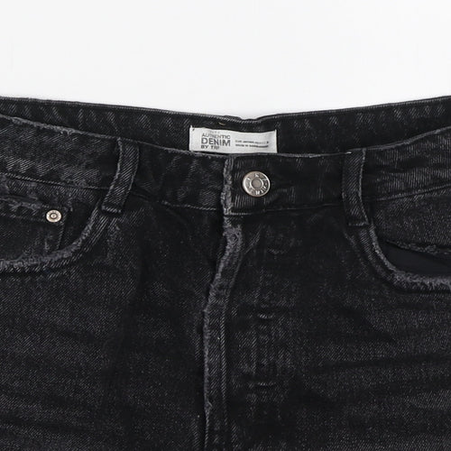 Zara Womens Black Cotton Hot Pants Shorts Size S L3 in Regular Zip - Distressed