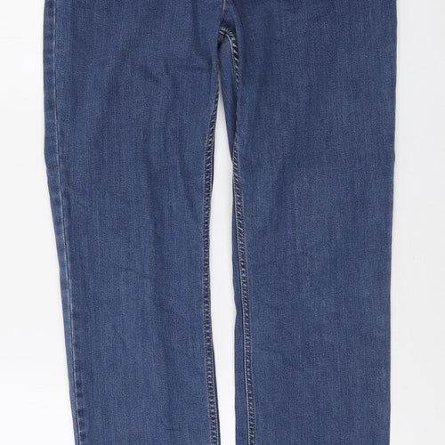 Per Una Womens Blue Polyester Straight Jeans Size 14 L28 in Regular Zip