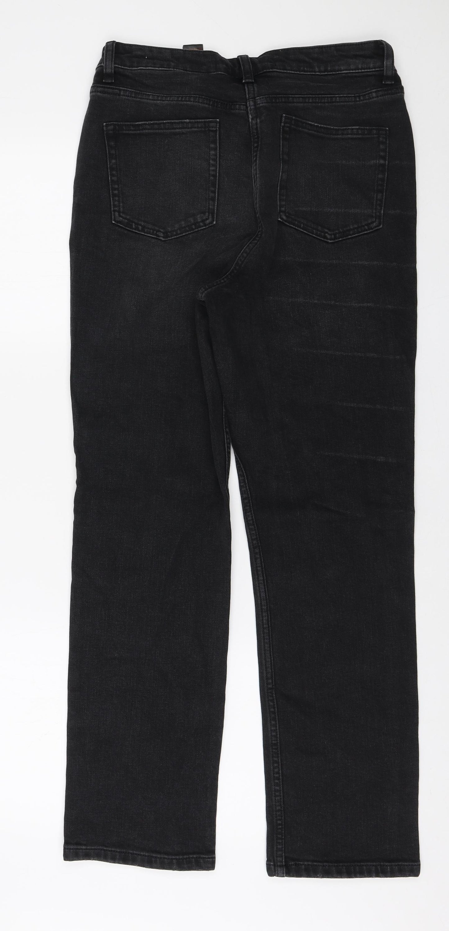NEXT Womens Black Cotton Straight Jeans Size 12 L27 in Slim Zip