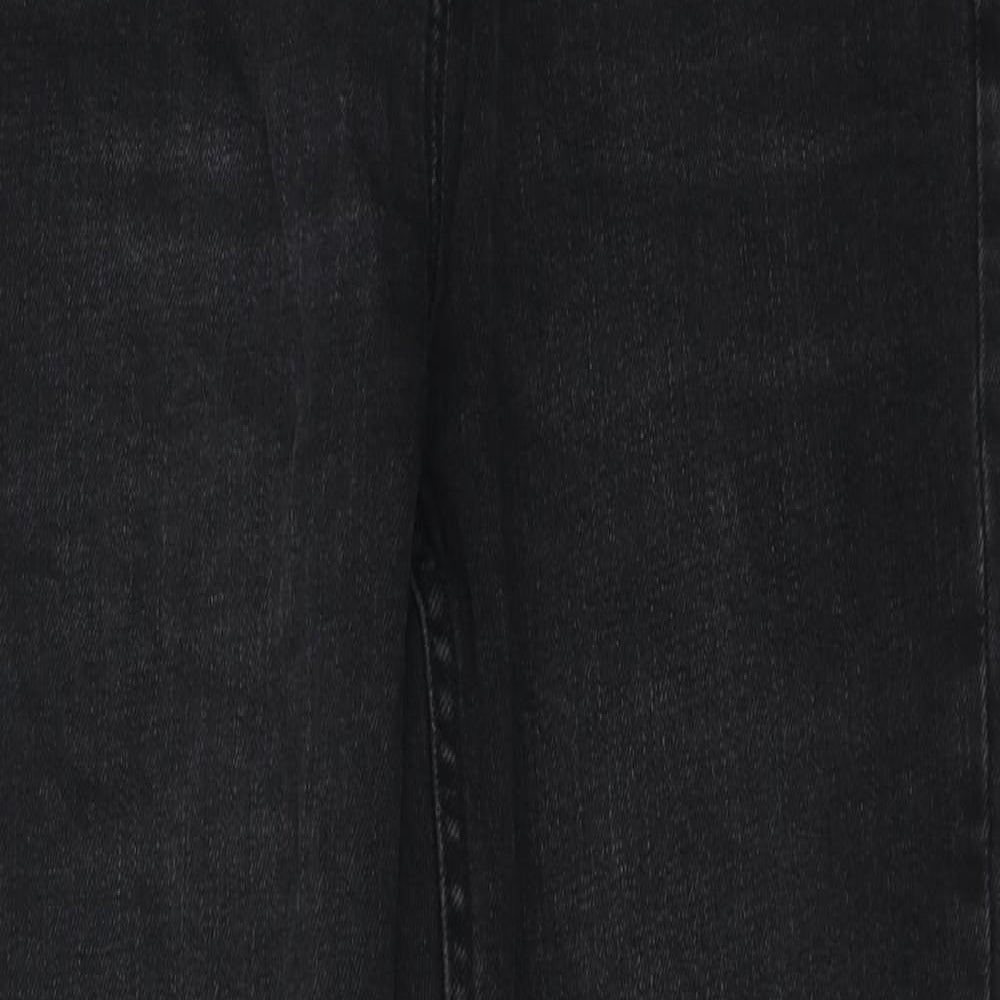 NEXT Womens Black Cotton Straight Jeans Size 12 L27 in Slim Zip