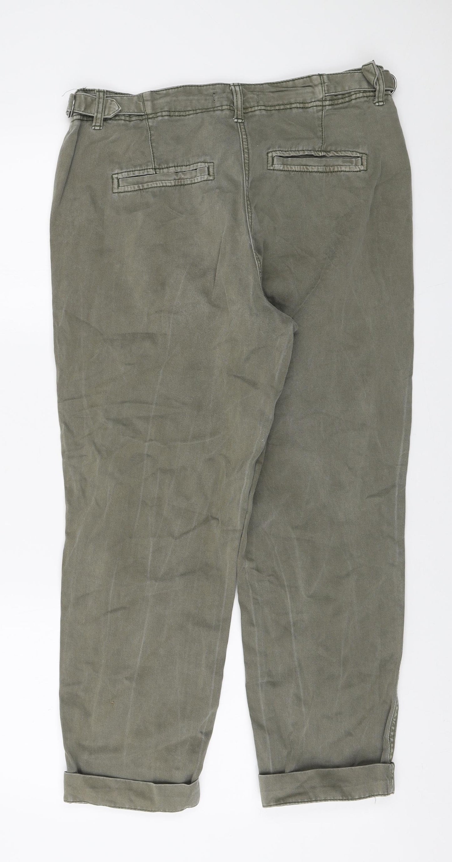 NEXT Womens Green Cotton Boyfriend Jeans Size 12 L25 in Regular Zip