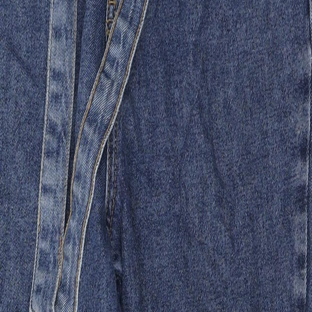 New Look Womens Blue Cotton Mom Jeans Size 10 L25 in Regular Zip - Paperbag Waist