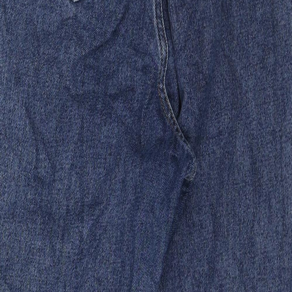 New Look Womens Blue Cotton Mom Jeans Size 10 L25 in Regular Zip - Paperbag Waist