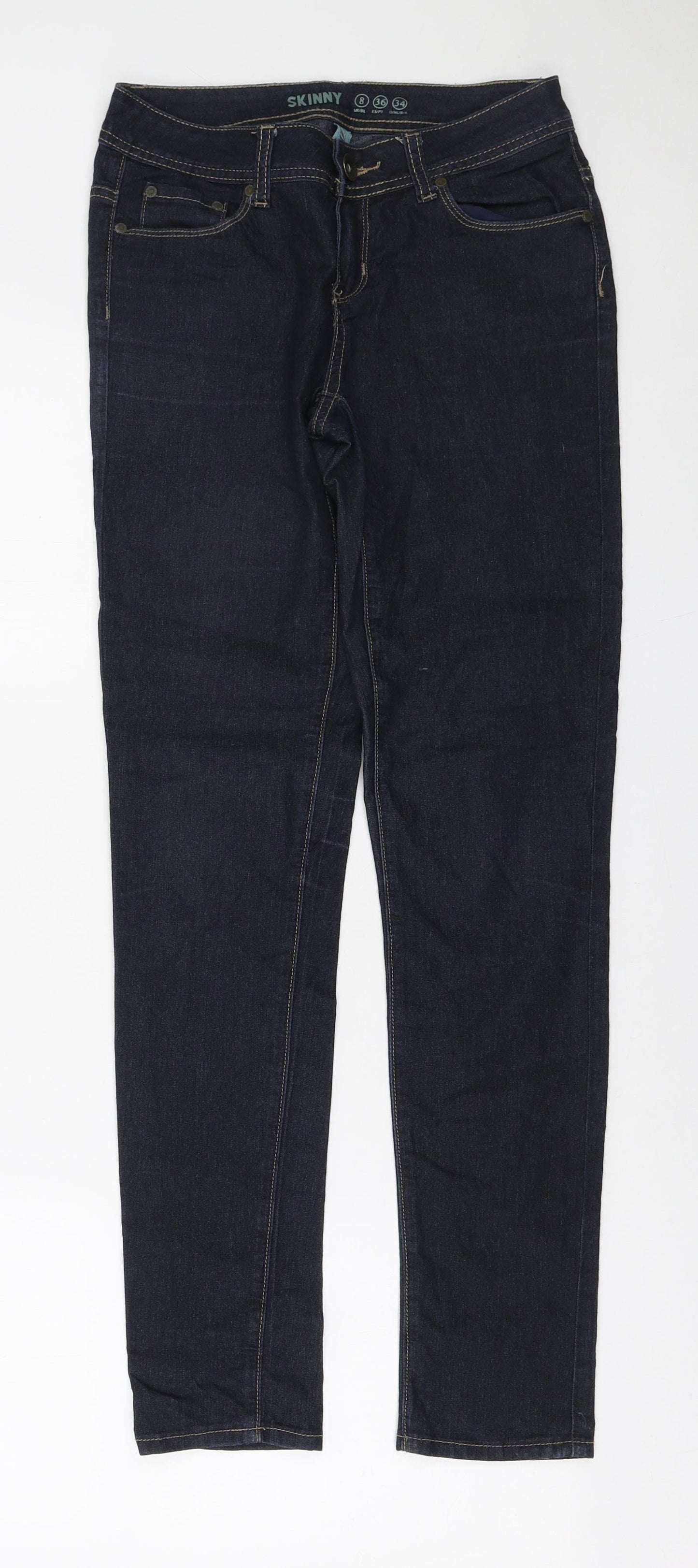 Denim & Co. Womens Blue Cotton Skinny Jeans Size 8 L29 in Regular Zip
