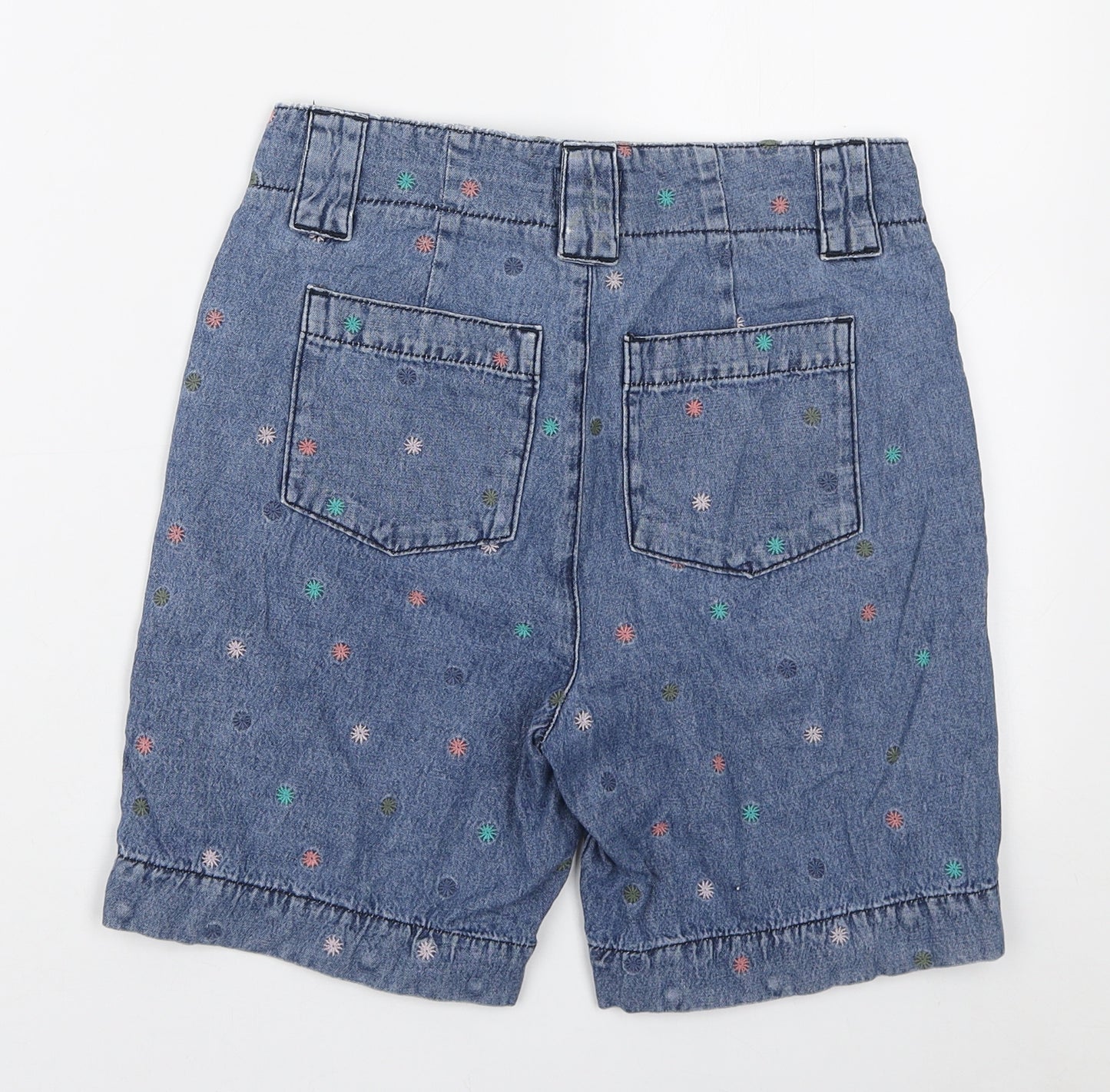 White Stuff Womens Blue Geometric Cotton Boyfriend Shorts Size 6 L6 in Regular Zip