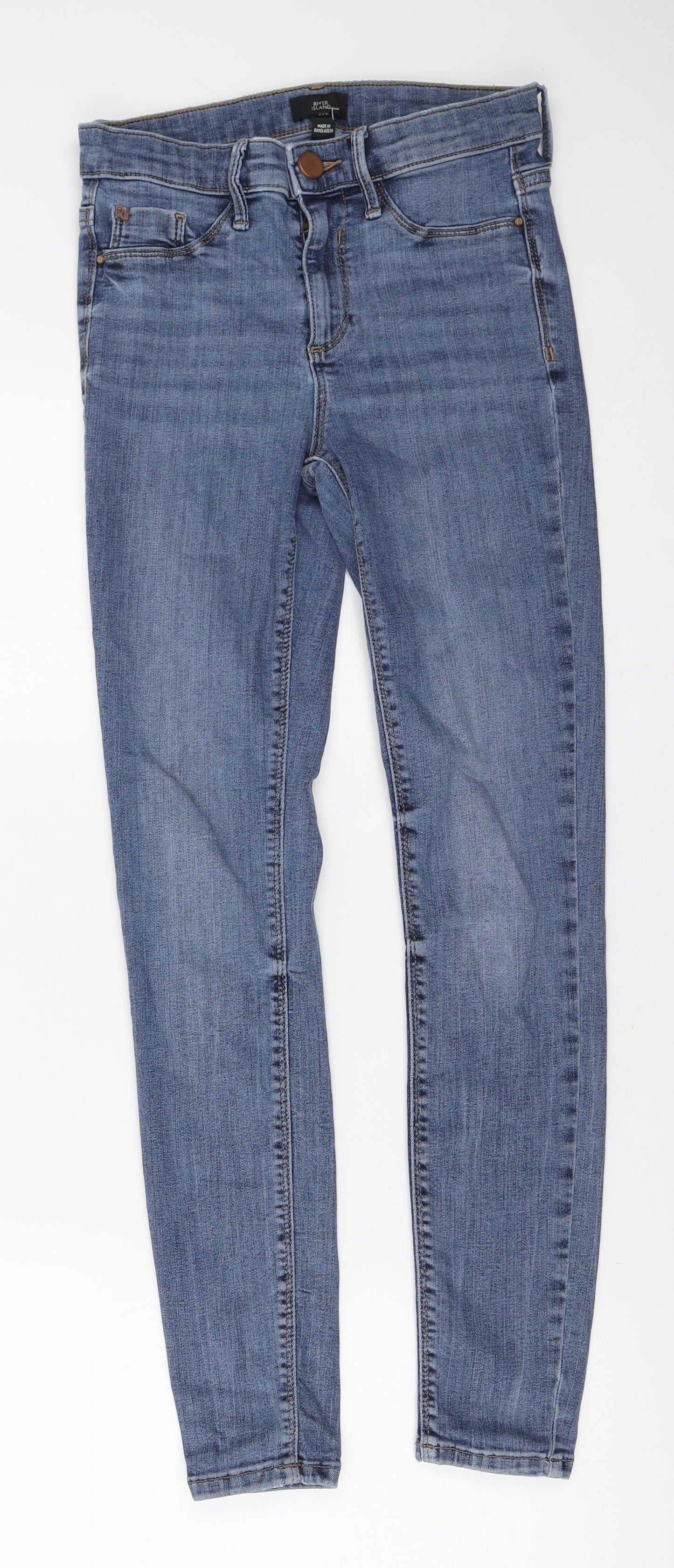 River Island Womens Blue Cotton Skinny Jeans Size 8 L27 in Regular Zip
