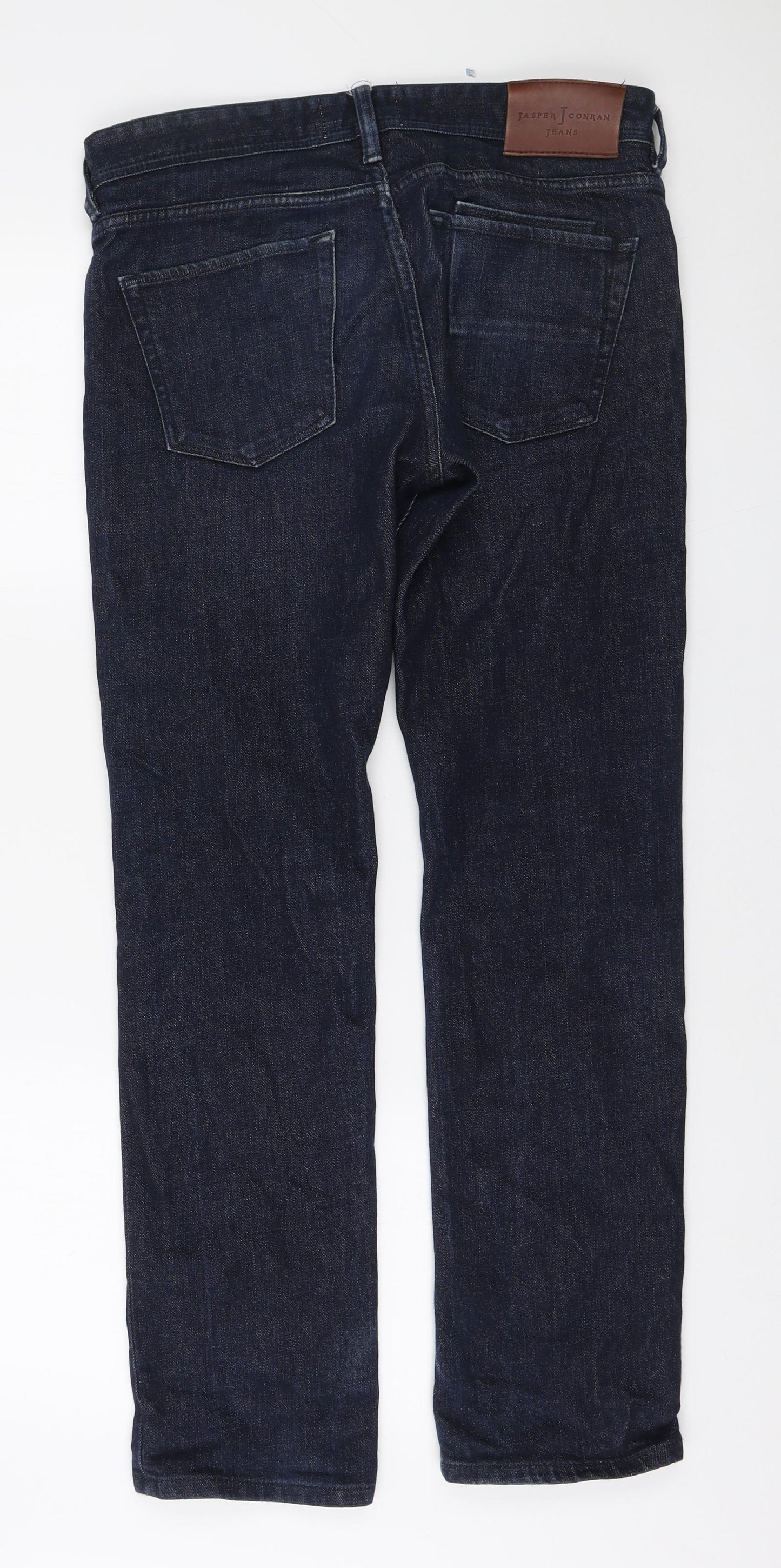 Jasper Conran Mens Blue Cotton Straight Jeans Size 32 in L30 in Regular Zip