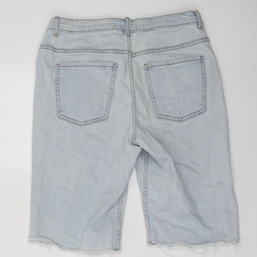 Denim & Co. Womens Blue Cotton Bermuda Shorts Size 14 L11 in Regular Zip - Distressed hem