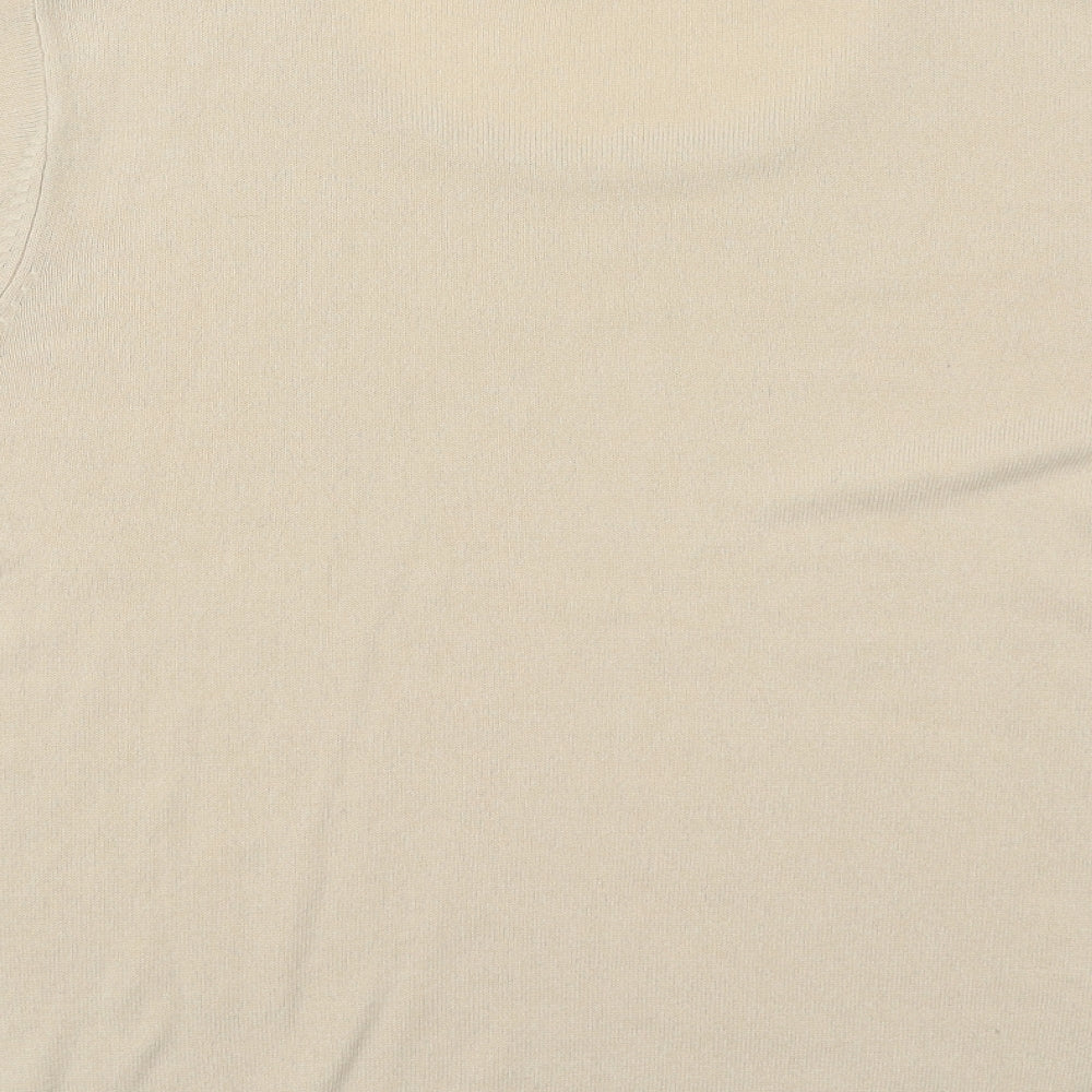 Marks and Spencer Womens Beige Acrylic Basic T-Shirt Size 16 Round Neck