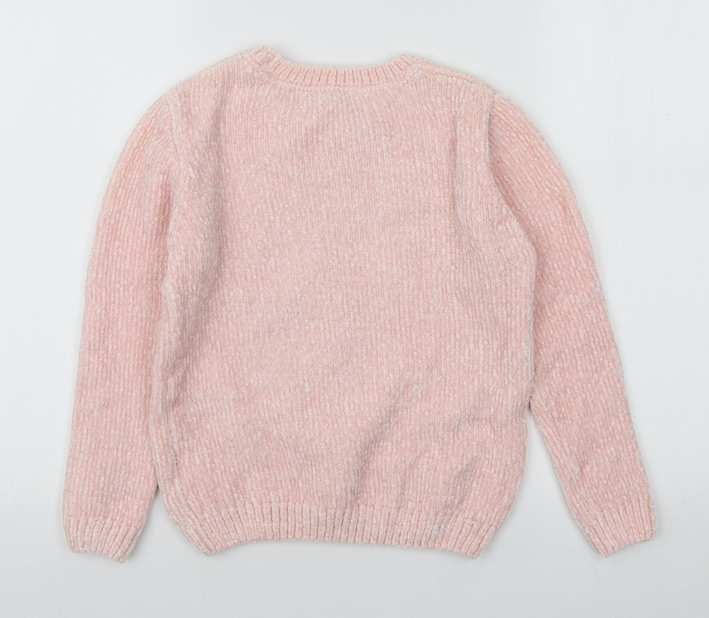 Primark Girls Pink Round Neck Polyester Pullover Jumper Size 8-9 Years Pullover - Sequin unicorn