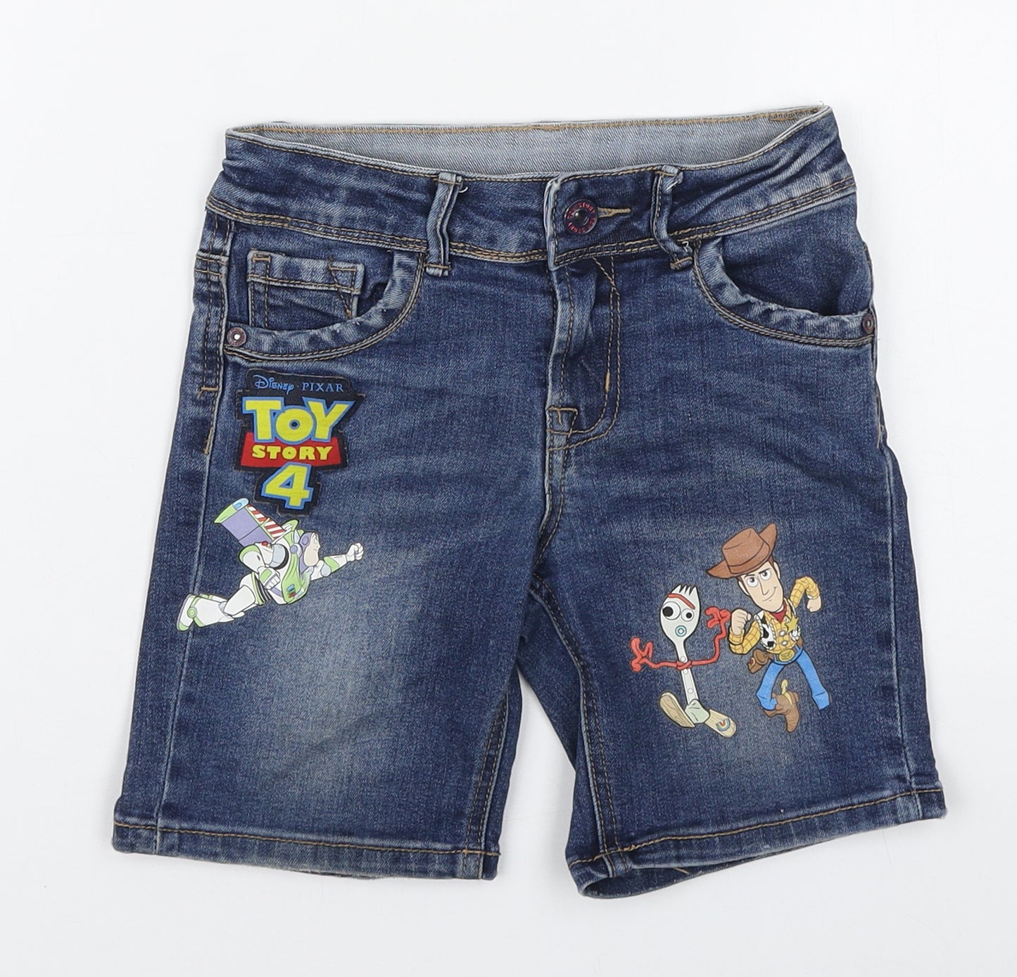 Disney Toy Story Boys Blue Cotton Bermuda Shorts Size 4-5 Years Regular Zip - Toy Story 4