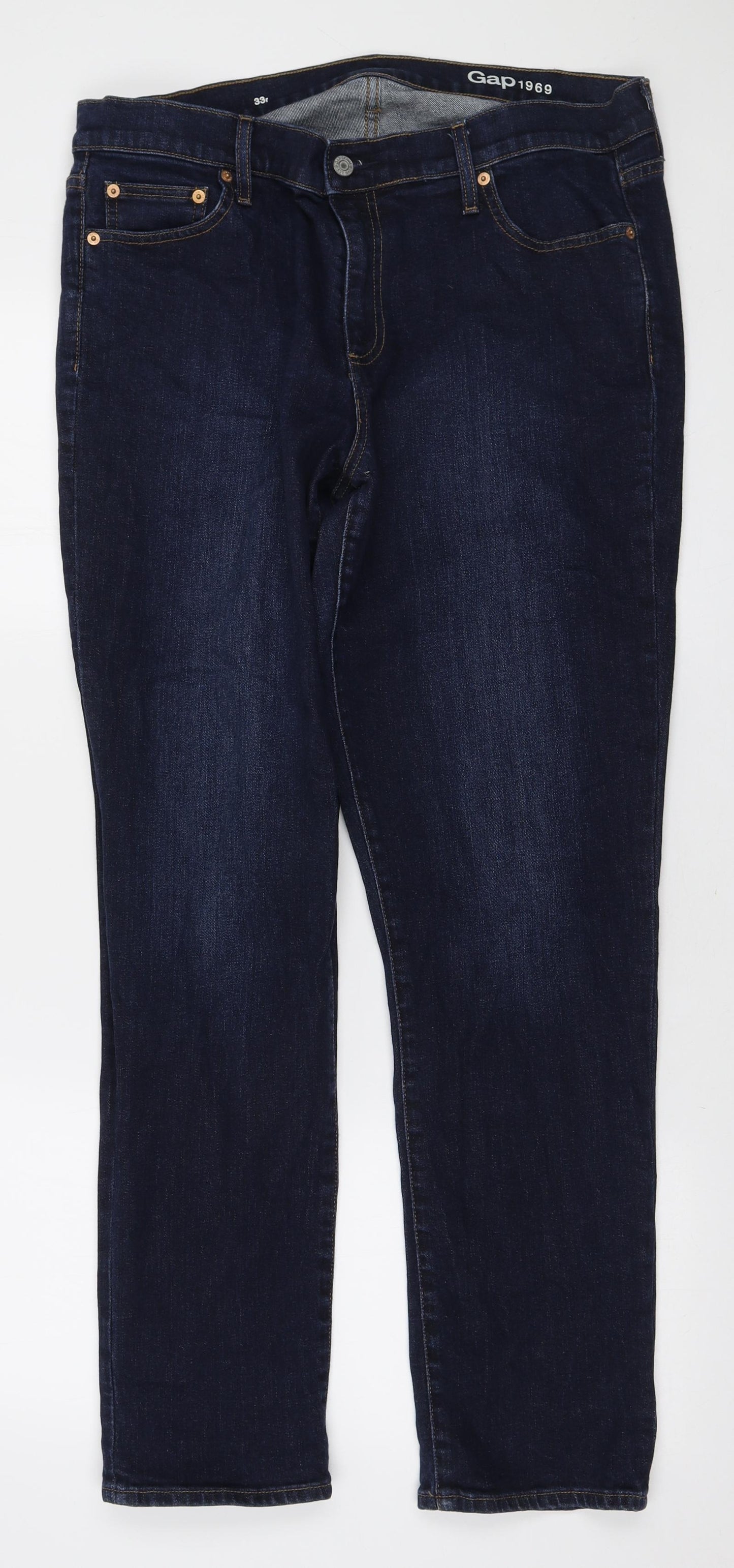 Gap Mens Blue Cotton Straight Jeans Size 33 in L30 in Regular Zip