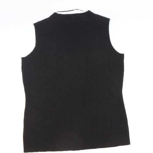 F&F Womens Black V-Neck Acrylic Vest Jumper Size L
