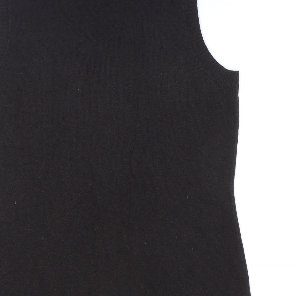 F&F Womens Black V-Neck Acrylic Vest Jumper Size L