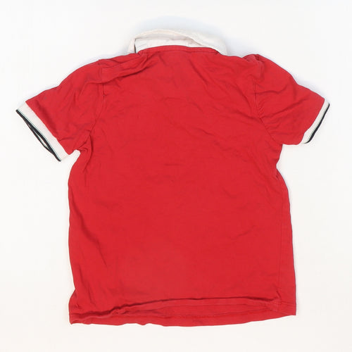 George Boys Red Cotton Basic T-Shirt Size 5-6 Years Collared Button - Welsh Rubgy