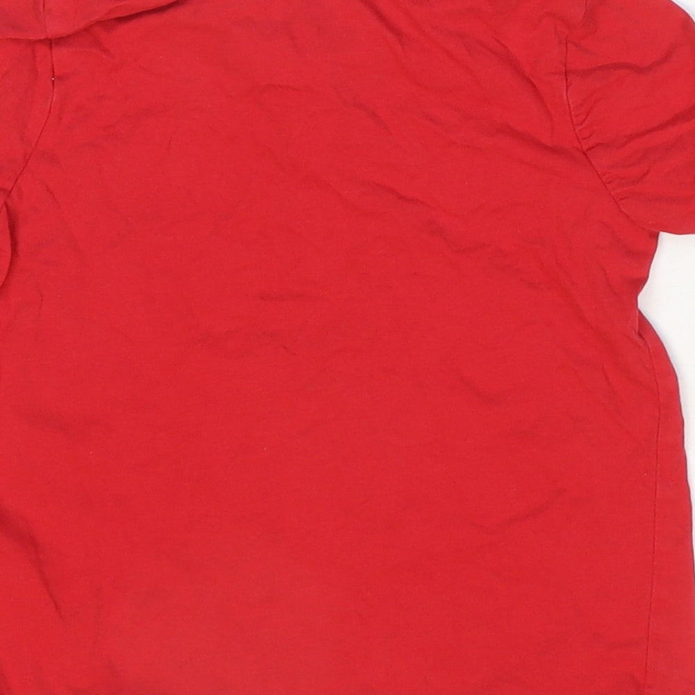 George Boys Red Cotton Basic T-Shirt Size 5-6 Years Collared Button - Welsh Rubgy