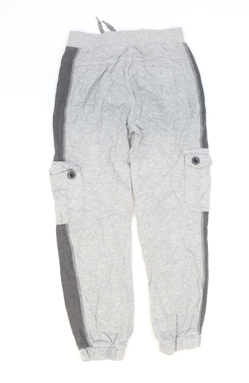 George Boys Grey Cotton Jogger Trousers Size 7-8 Years Regular Drawstring