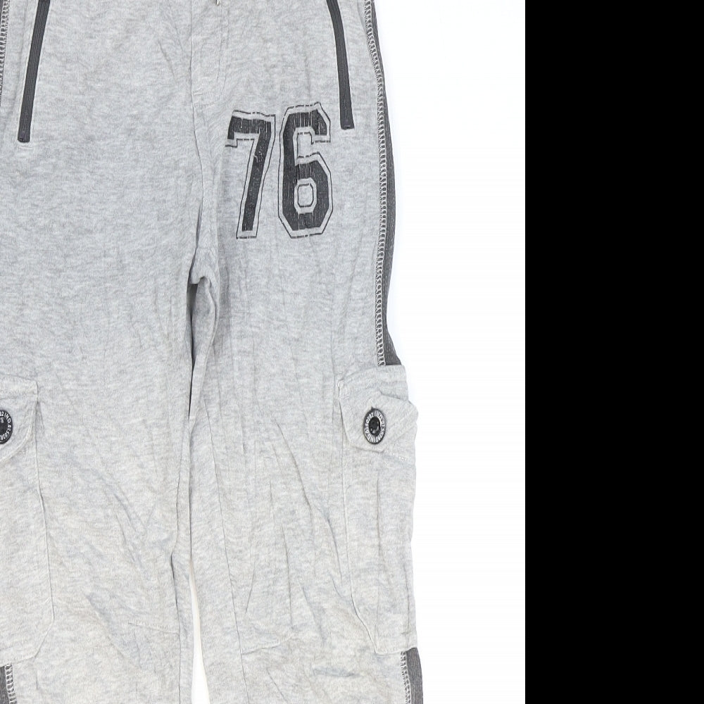 George Boys Grey Cotton Jogger Trousers Size 7-8 Years Regular Drawstring