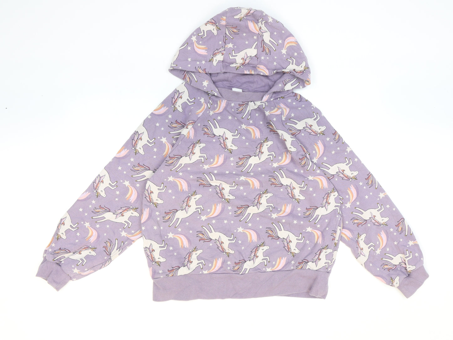 NEXT Girls Purple Geometric Cotton Pullover Hoodie Size 15 Years Pullover - Unicorns