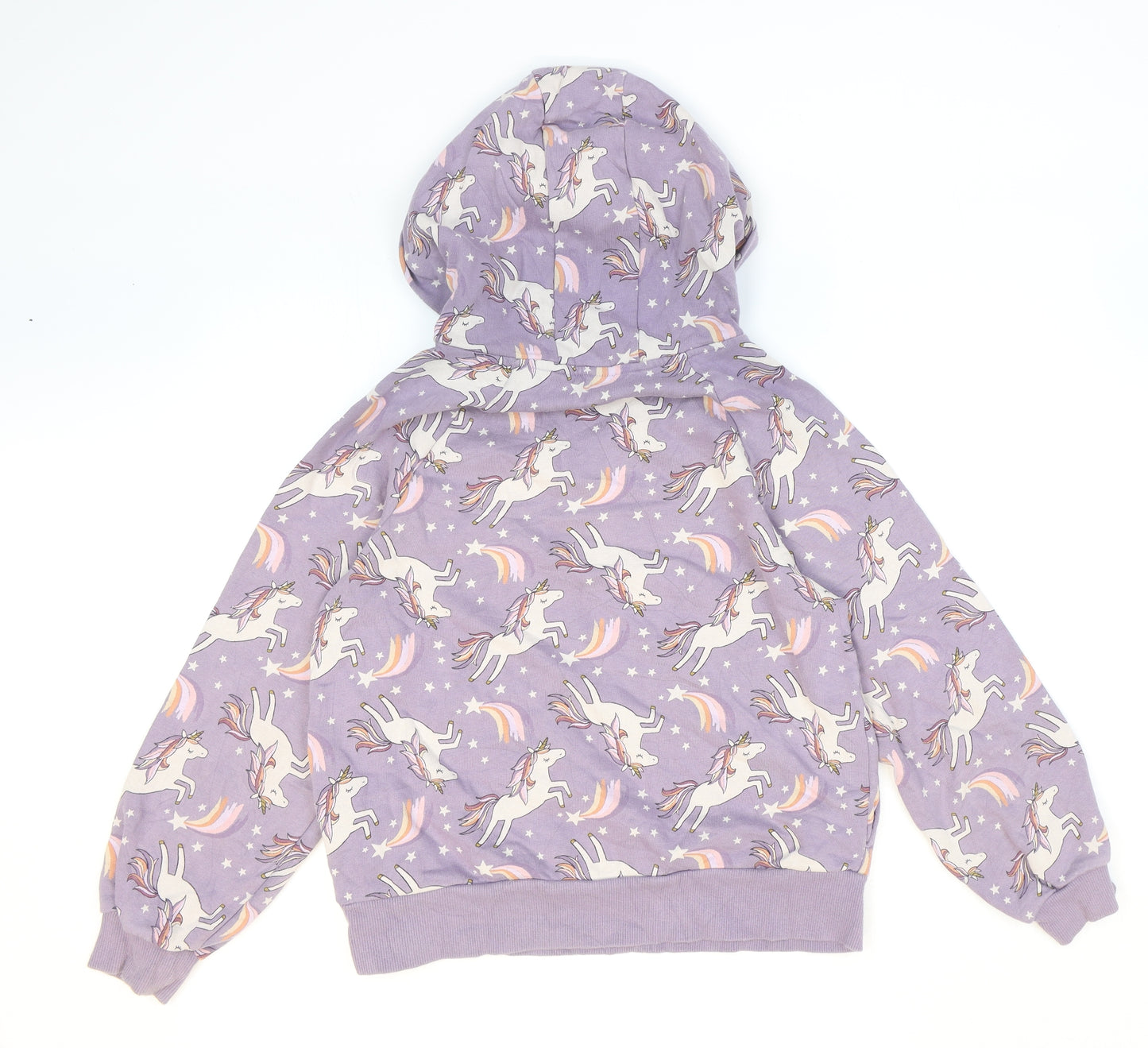 NEXT Girls Purple Geometric Cotton Pullover Hoodie Size 15 Years Pullover - Unicorns