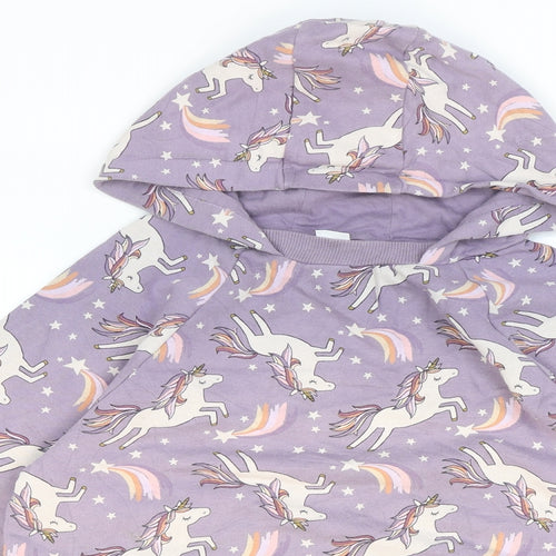 NEXT Girls Purple Geometric Cotton Pullover Hoodie Size 15 Years Pullover - Unicorns