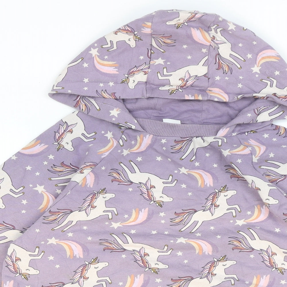 NEXT Girls Purple Geometric Cotton Pullover Hoodie Size 15 Years Pullover - Unicorns