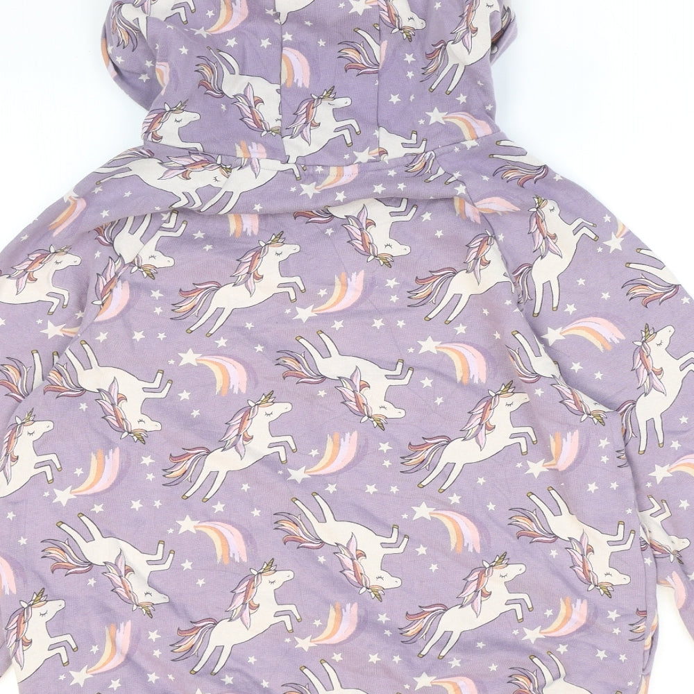 NEXT Girls Purple Geometric Cotton Pullover Hoodie Size 15 Years Pullover - Unicorns